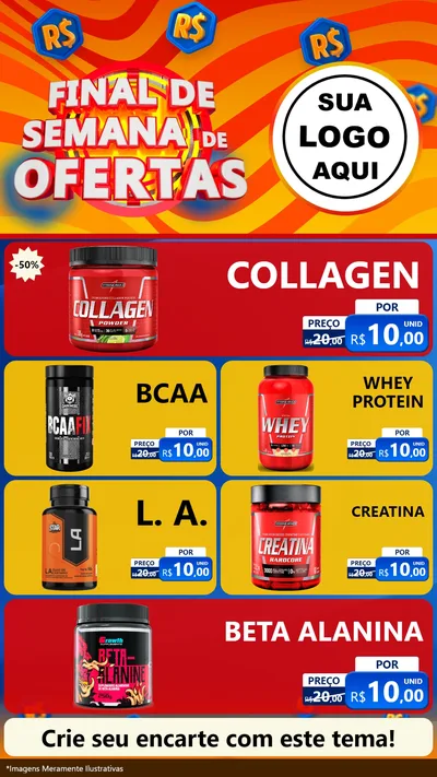 Modelo de TV para TV Vertical com o tema Final de Semana de Ofertas para Suplementos alimentares