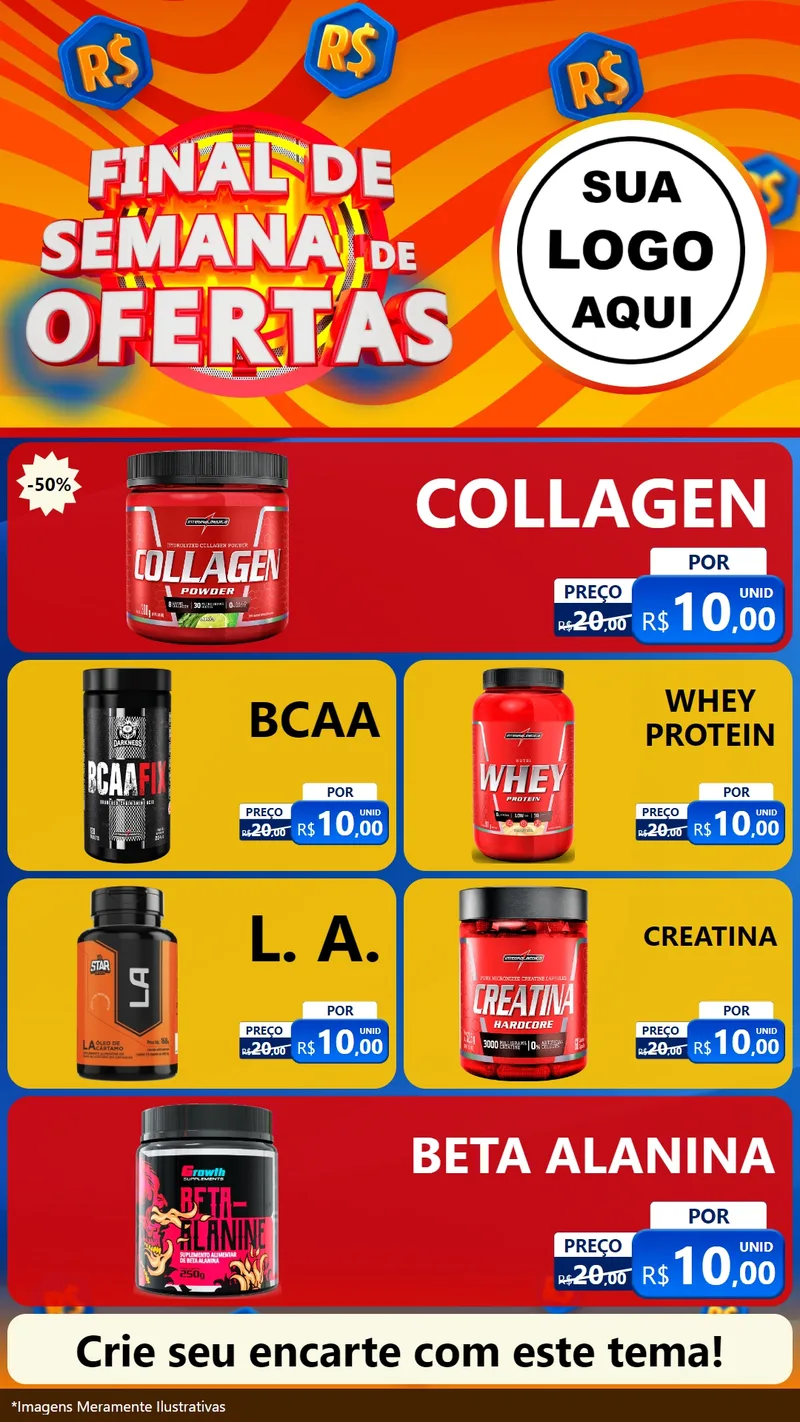 Modelo de TV para TV Vertical com o tema Final de Semana de Ofertas para Suplementos alimentares