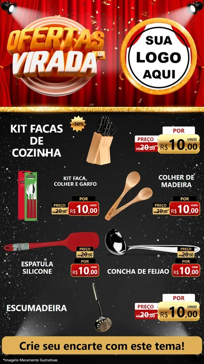 Modelo de TV para TV Vertical com o tema Ofertas da Virada para Utilidades Domésticas