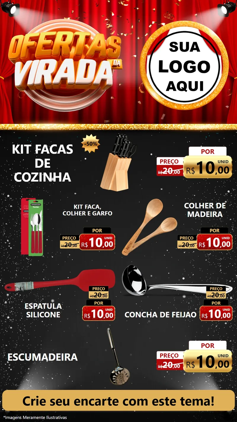 Modelo de TV para TV Vertical com o tema Ofertas da Virada para Utilidades Domésticas