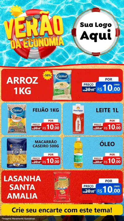 Modelo de TV para TV Vertical com o tema Verão da Economia para Supermercado