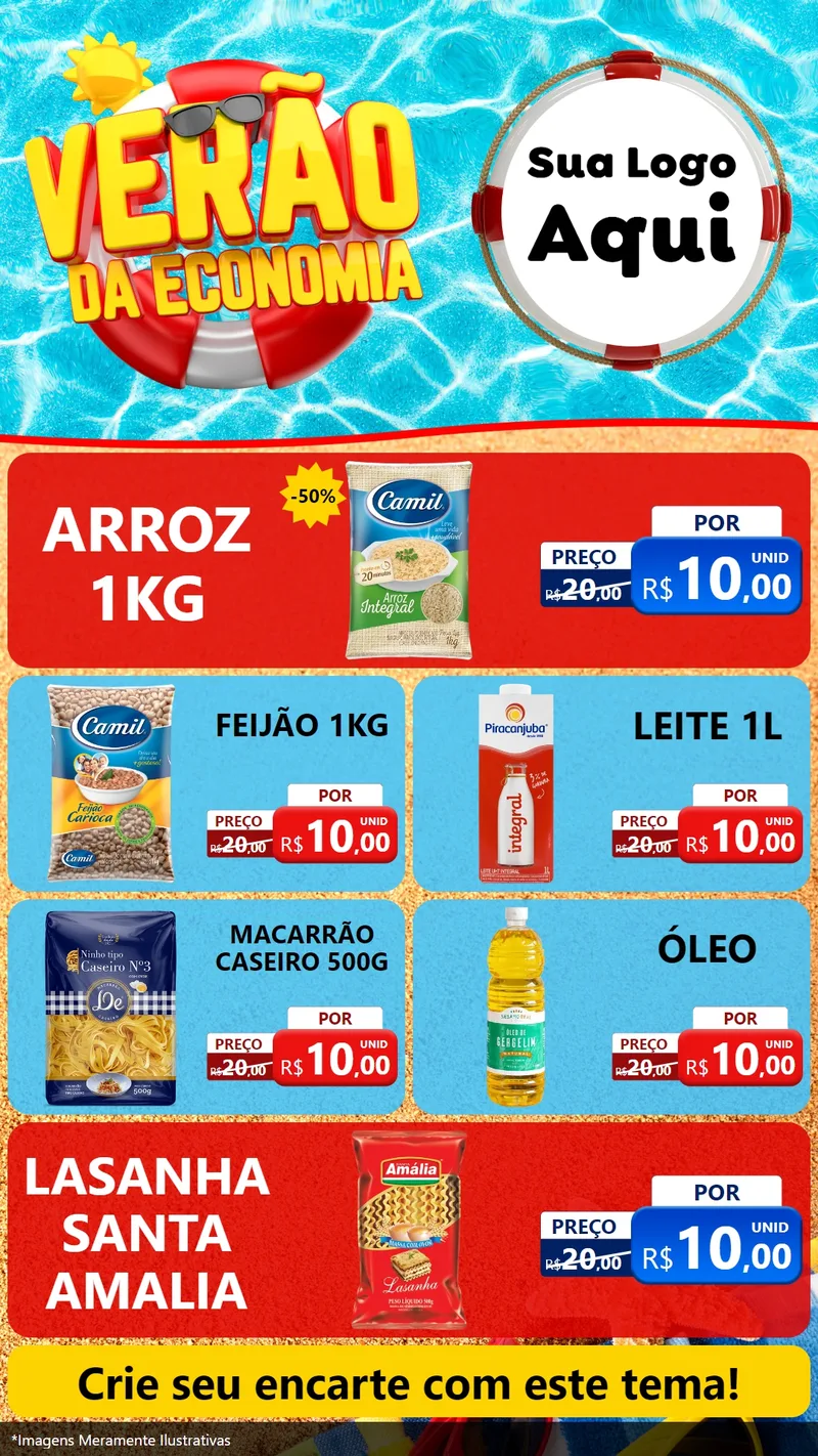 Modelo de TV para TV Vertical com o tema Verão da Economia para Supermercado