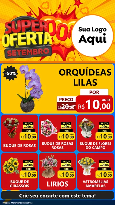 Modelo de Rede Social para Stories com o tema Super Oferta Setembro para Floricultura e jardim