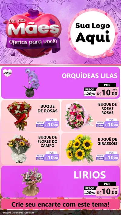 Modelo de TV para TV Vertical com o tema Dia das Mães Ofertas para Você! para Floricultura e jardim
