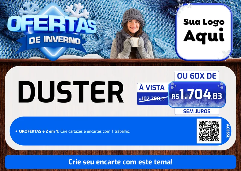 Modelo de Cartaz para Cartaz A4 Horizontal com o tema Ofertas de Inverno para Concessionaria de Carros