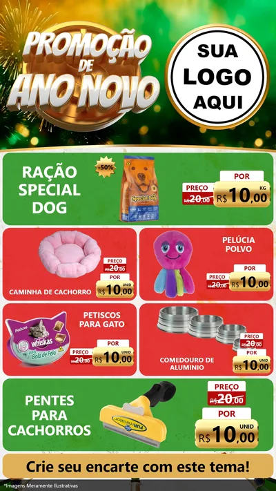 Modelo de TV para TV Vertical com o tema Promoção de Ano Novo para Pet Shop