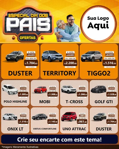 Modelo de Rede Social para Feed Instagram com o tema Especial Dia dos Pais para Concessionaria de Carros