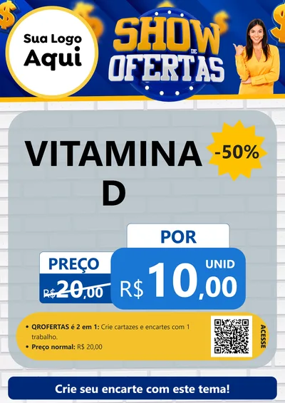 Modelo de Cartaz para Cartaz A4 Vertical com o tema Show de Ofertas para Farmácia