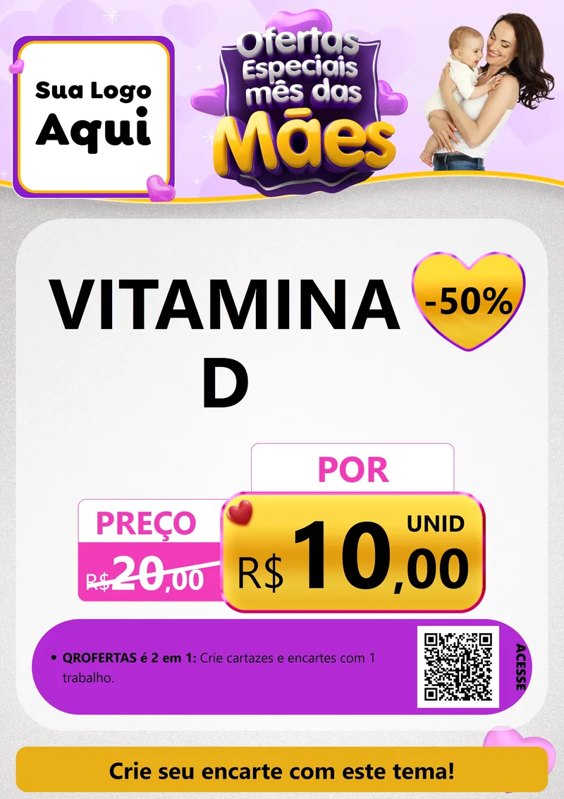 Modelo de Cartaz para Cartaz A4 Vertical com o tema Ofertas Especiais - Mês das Mães para Farmácia