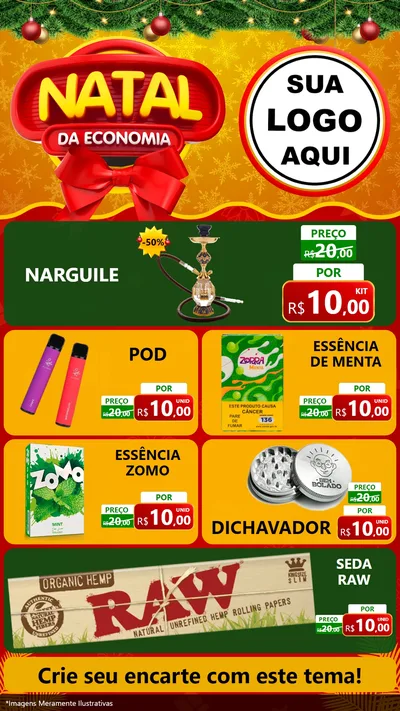 Modelo de TV para TV Vertical com o tema Natal da Economia para Tabacaria