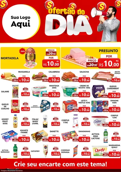 Modelo de Encarte para Encarte A4 Vertical com o tema Ofertão do dia para Frios e Laticínios