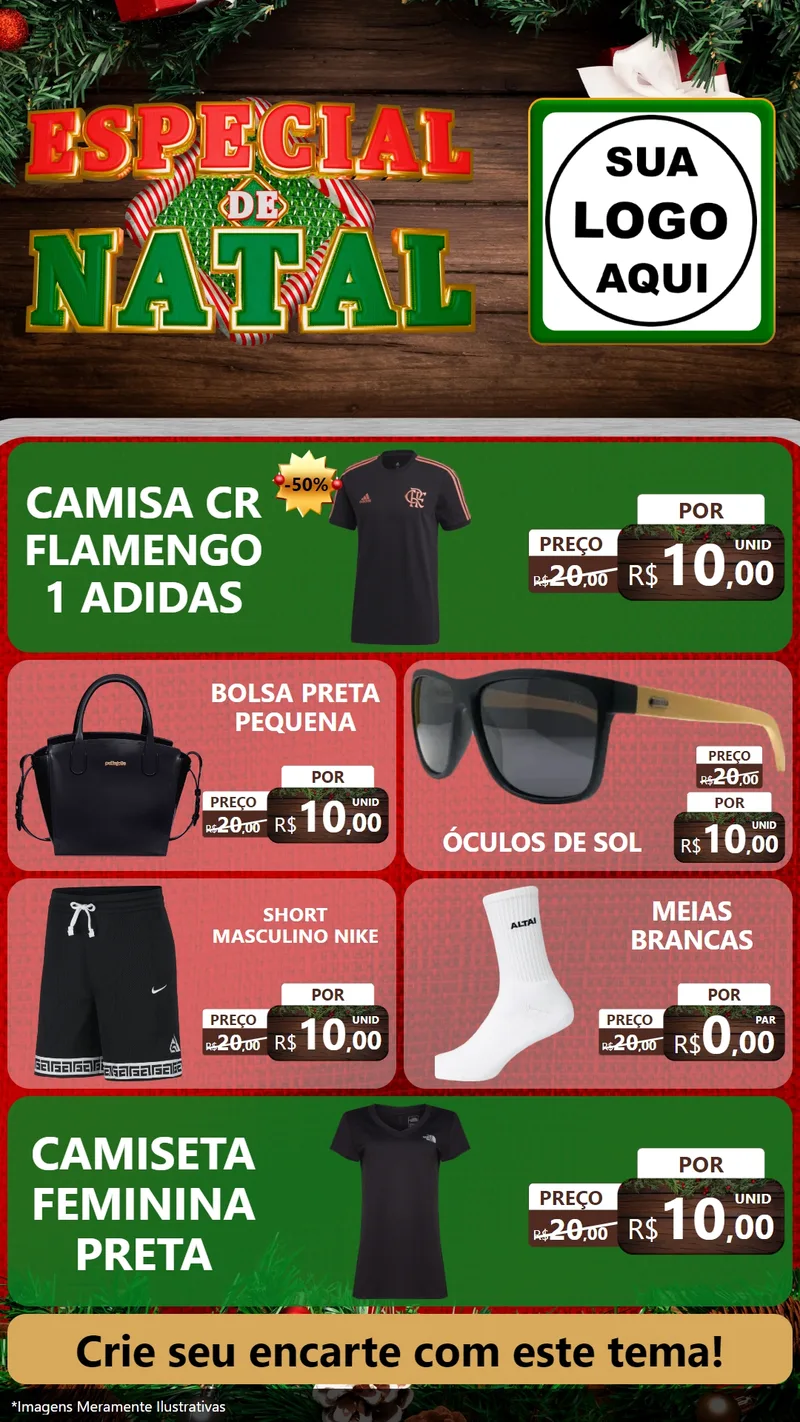 Modelo de TV para TV Vertical com o tema Especial de Natal para Roupas e acessórios
