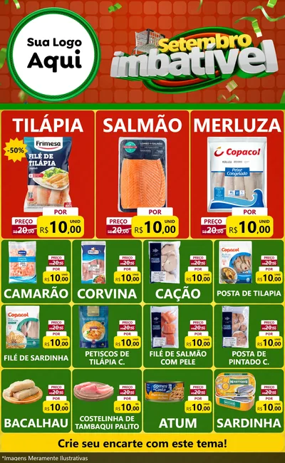 Modelo de Encarte para Encarte Grande com o tema Setembro Imbatível para Peixaria