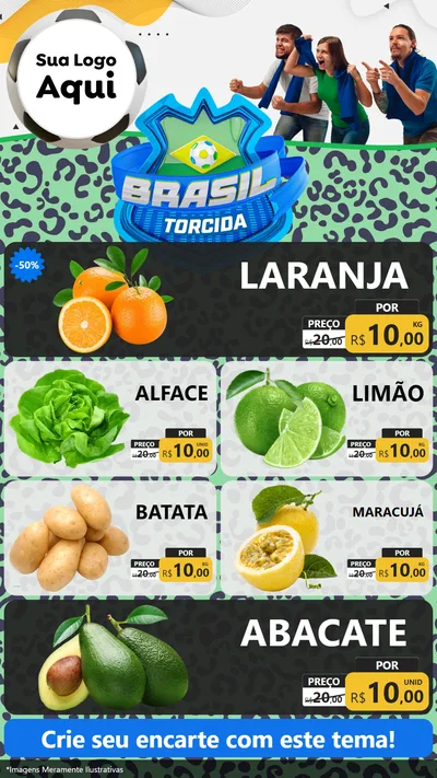 Modelo de TV para TV Vertical com o tema Brasil Torcida - Copa para Hortifrúti