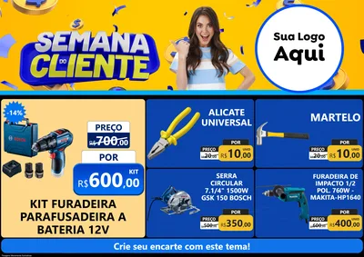 Modelo de Encarte para Encarte A4 Horizontal com o tema Semana do Cliente para Maquinas e Ferramentas