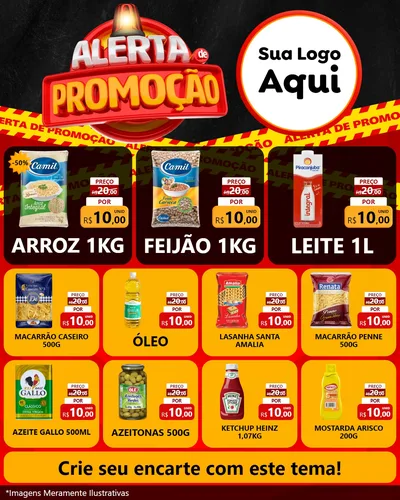 Modelo de Rede Social para Feed Instagram com o tema Alerta de Promoção para Supermercado