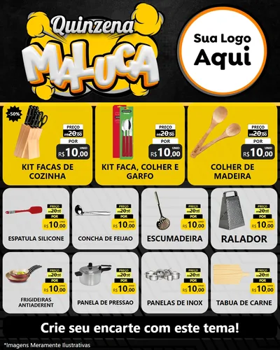 Modelo de Rede Social para Feed Instagram com o tema Quinzena Maluca para Utilidades Domésticas