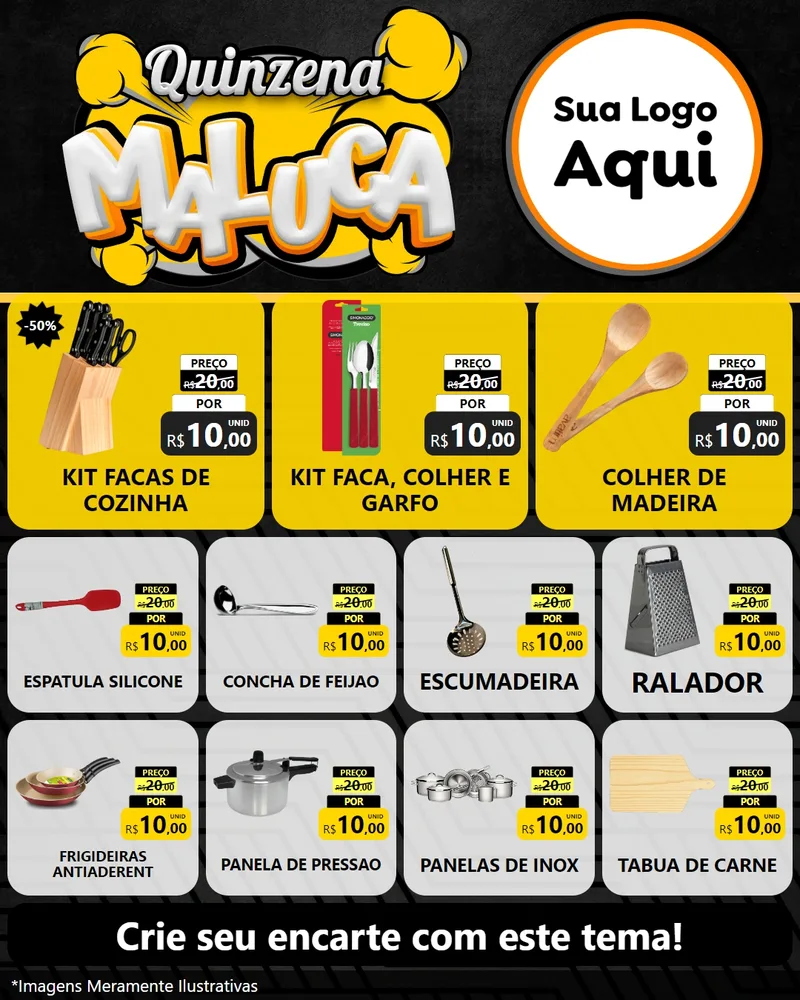 Modelo de Rede Social para Feed Instagram com o tema Quinzena Maluca para Utilidades Domésticas