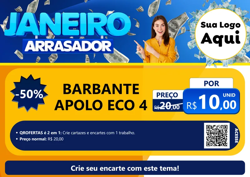 Modelo de Cartaz para Cartaz A4 Horizontal com o tema Janeiro Arrasador para Armarinho e Aviamentos