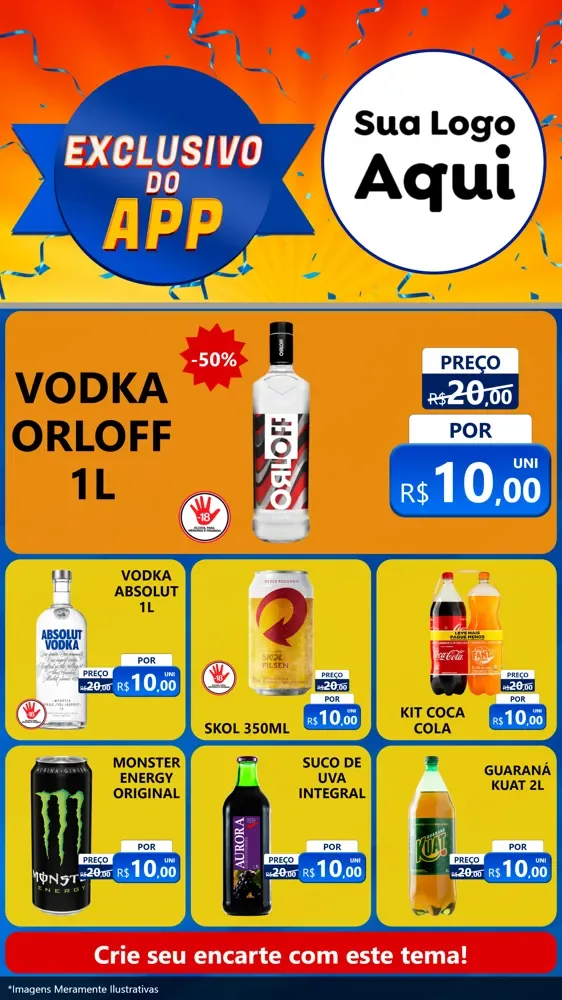 Modelo de Rede Social para Stories com o tema Exclusivo do Aplicativo para Distribuidora de bebidas