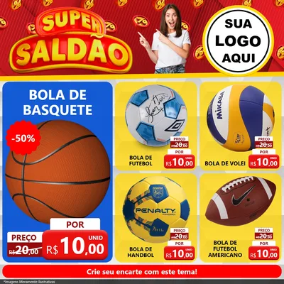 Modelo de Rede Social para Feed Facebook com o tema Super Saldão para Artigos Esportivos