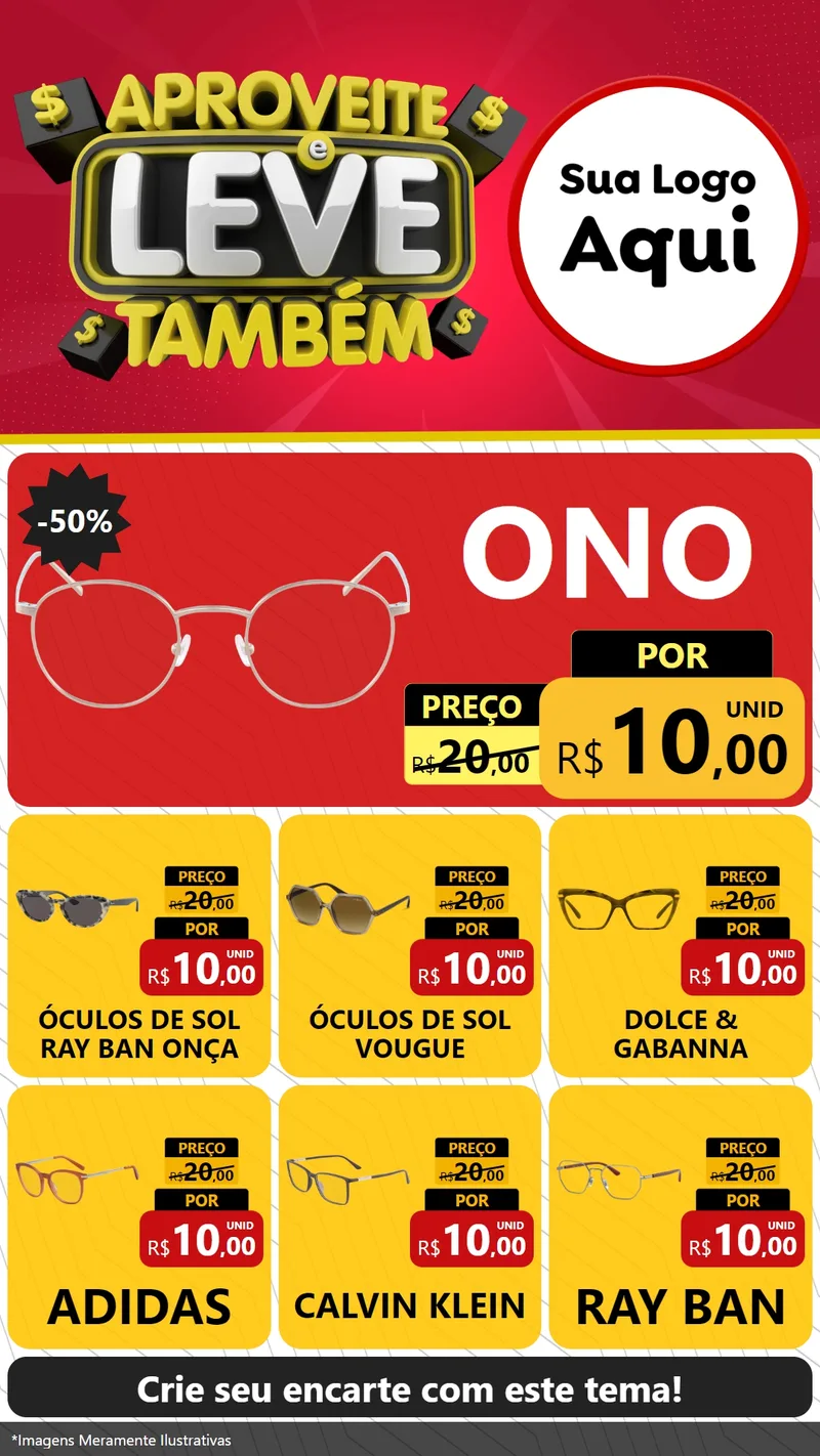 Modelo de Rede Social para Stories com o tema Aproveite e Leve Também para Óticas