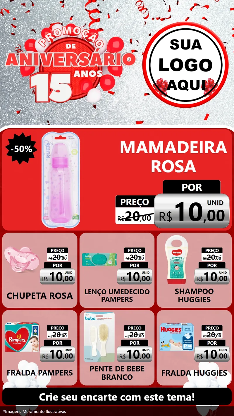 Modelo de Rede Social para Stories com o tema Promoção de Aniversário - 15 Anos para Bebês