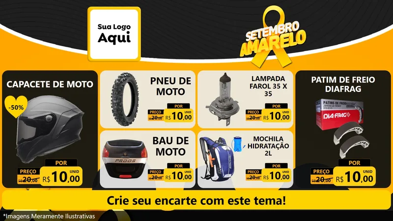 Modelo de TV para TV Horizontal com o tema Setembro Amarelo para Moto peças