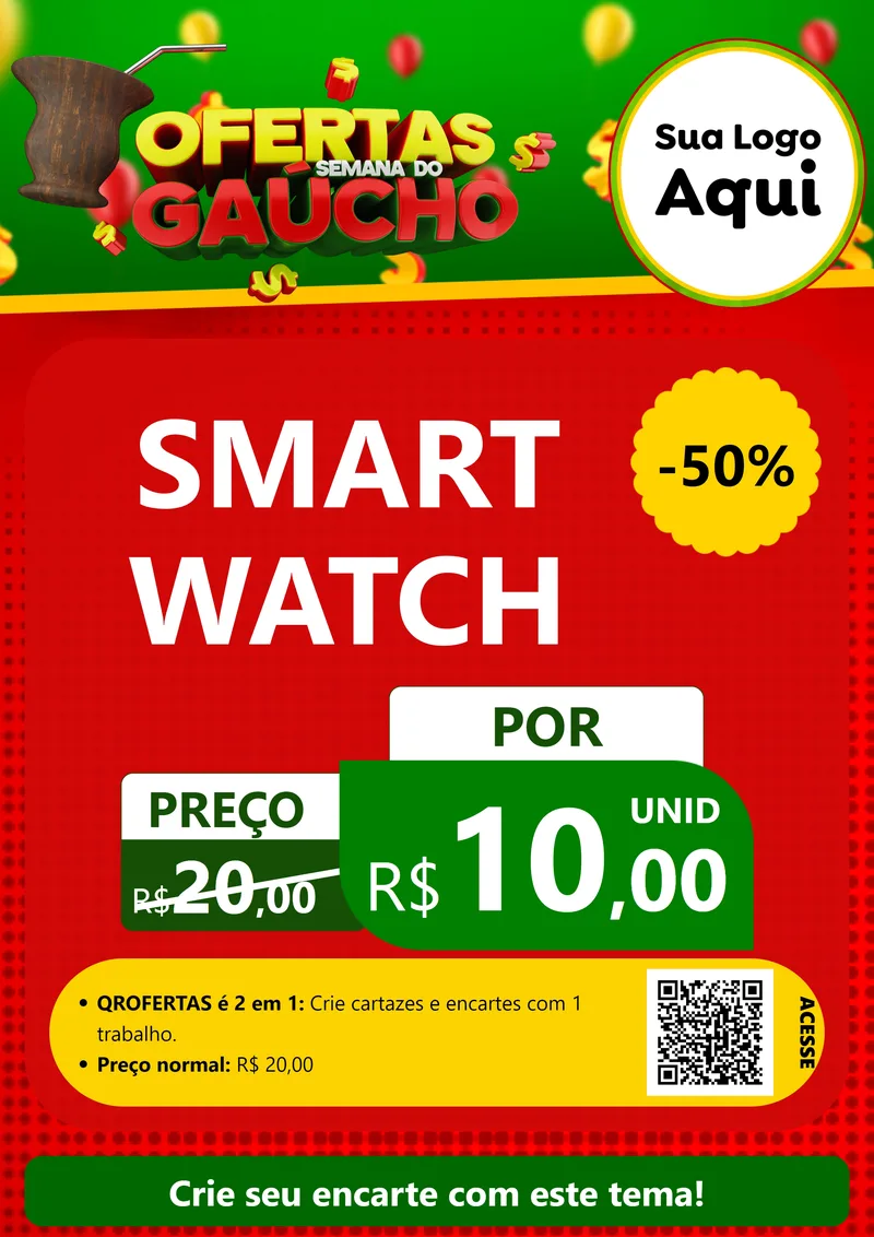 Modelo de Cartaz para Cartaz A4 Vertical com o tema Ofertas Semana Do Gaúcho para Informática