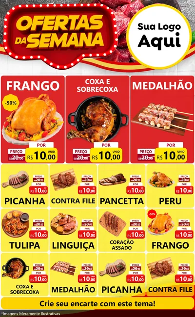 Modelo de Encarte para Encarte Grande com o tema Ofertas da Semana para Assados