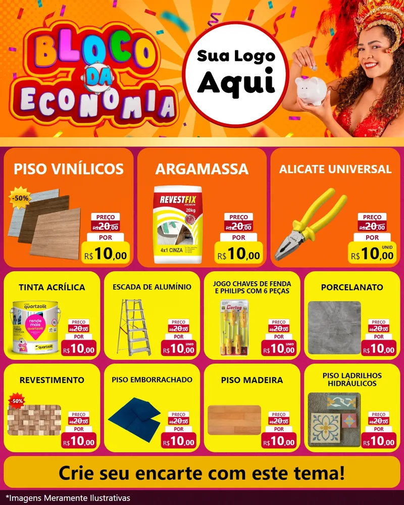 Modelo de Rede Social para Feed Instagram com o tema Bloco da Economia para Material para Construção