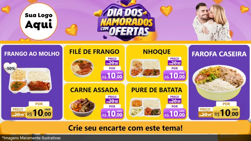 Modelo de TV para TV Horizontal com o tema Dia Dos Namorados Com Ofertas para Restaurante