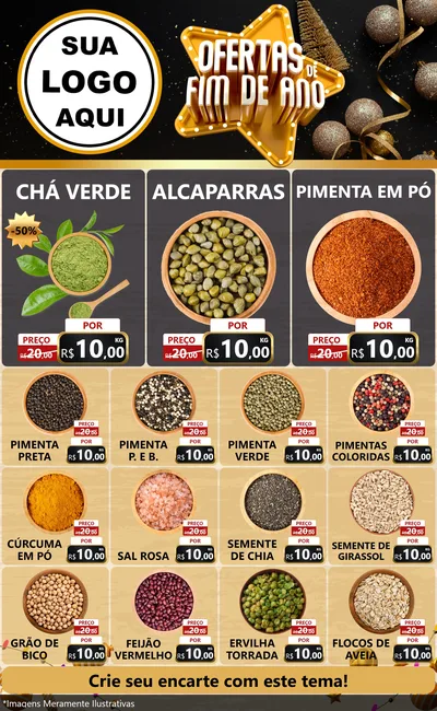 Modelo de Encarte para Encarte Grande com o tema Ofertas de Fim de Ano para Produtos Naturais
