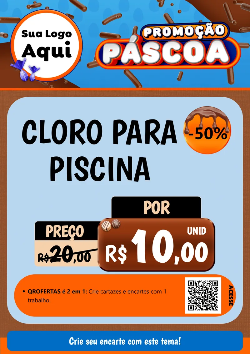 Modelo de Cartaz para Cartaz A4 Vertical com o tema Promoção Páscoa para Produtos para Piscina