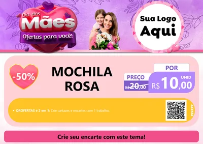 Modelo de Cartaz para Cartaz A4 Horizontal com o tema Dia das Mães Ofertas para Você! para Papelaria