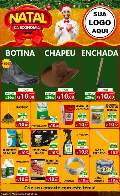 Modelo de Encarte para Encarte Grande com o tema Natal da Economia para Agropecuária