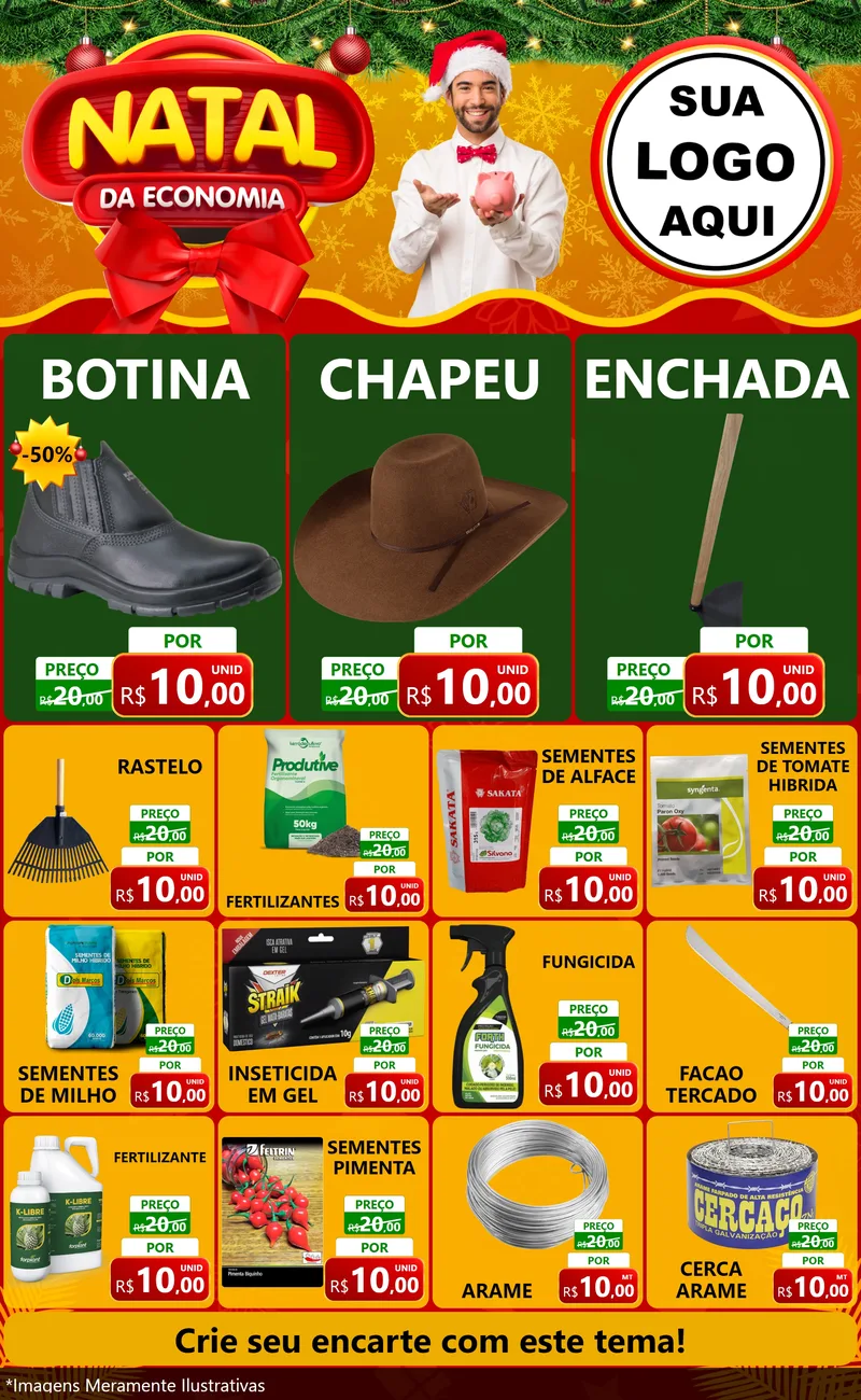 Modelo de Encarte para Encarte Grande com o tema Natal da Economia para Agropecuária