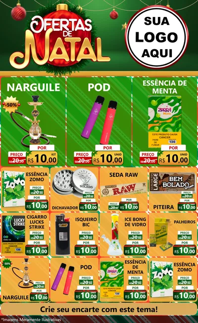 Modelo de Encarte para Encarte Grande com o tema Ofertas de Natal para Tabacaria