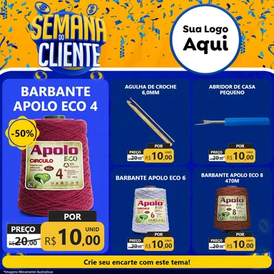 Modelo de Rede Social para Feed Facebook com o tema Semana do Cliente para Armarinho e Aviamentos