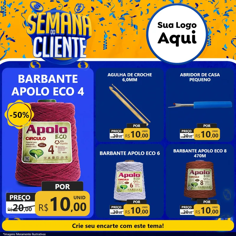 Modelo de Rede Social para Feed Facebook com o tema Semana do Cliente para Armarinho e Aviamentos