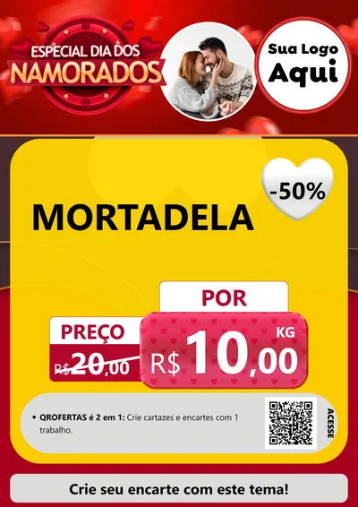 Modelo de Cartaz para Cartaz A4 Vertical com o tema Especial Dia Dos Namorados para Frios e Laticínios