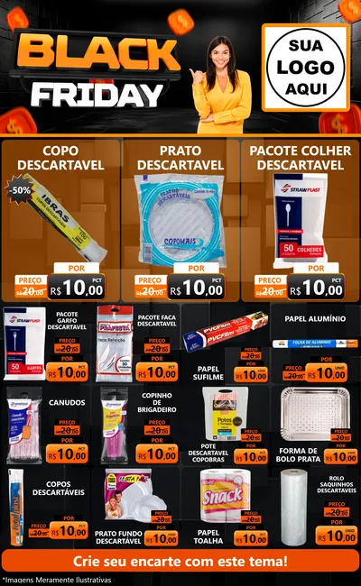 Modelo de Encarte para Encarte Grande com o tema Black Friday para Embalagens