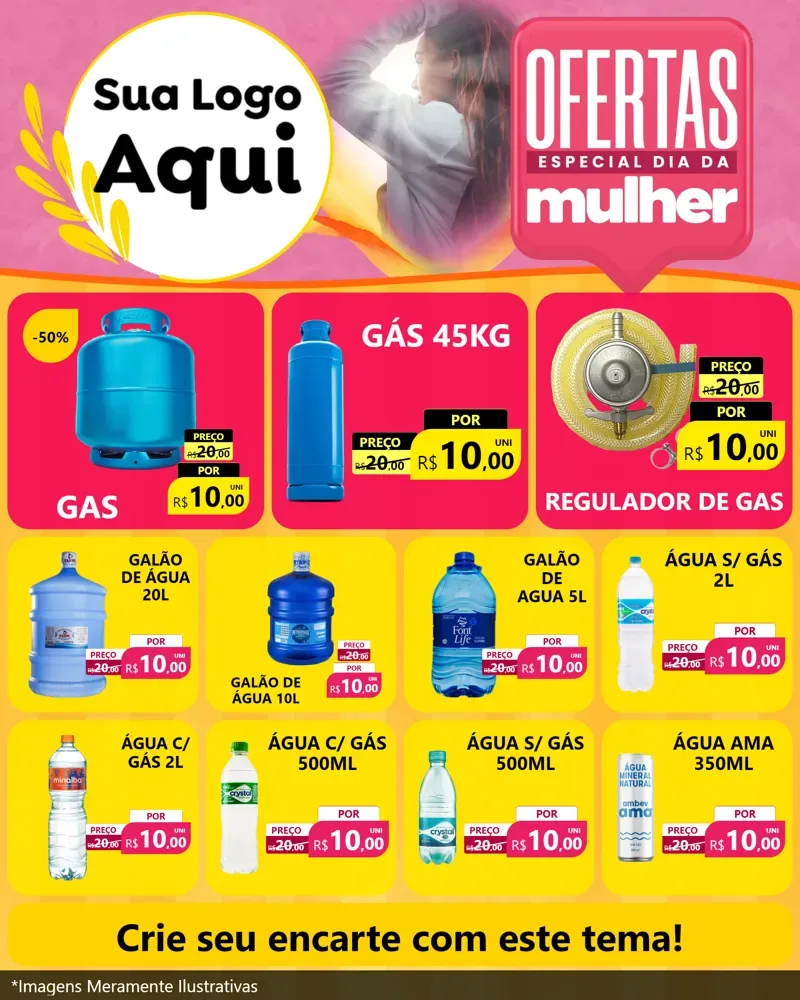 Modelo de Rede Social para Feed Instagram com o tema Ofertas - Especial Dia Das Mulheres para Água e gás