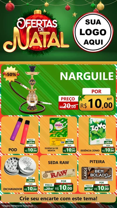 Modelo de Rede Social para Stories com o tema Ofertas de Natal para Tabacaria