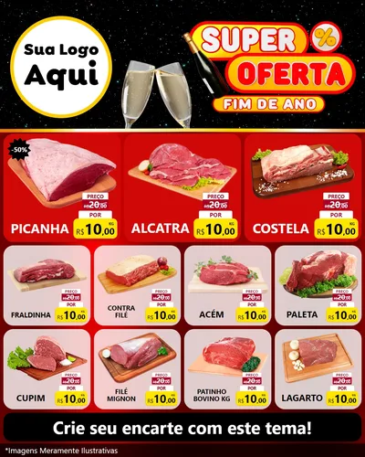 Modelo de Rede Social para Feed Instagram com o tema Super Oferta Fim de Ano para Açougue