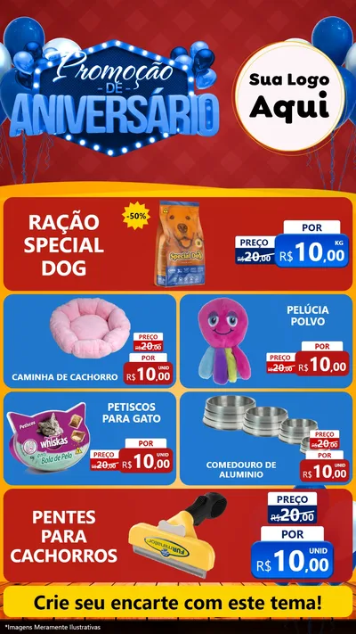 Modelo de TV para TV Vertical com o tema Promoção de Aniversário para Pet Shop