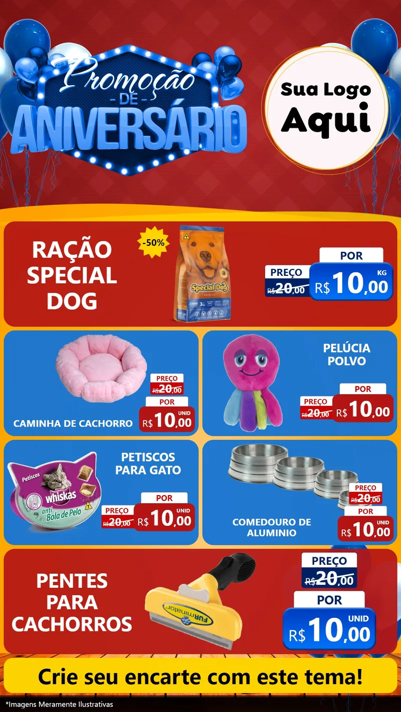 Modelo de TV para TV Vertical com o tema Promoção de Aniversário para Pet Shop