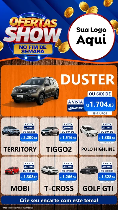 Modelo de Rede Social para Stories com o tema Ofertas Show No Fim De Semana para Concessionaria de Carros