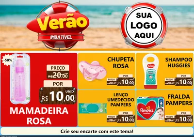 Modelo de Encarte para Encarte A4 Horizontal com o tema Verão Imbatível para Bebês