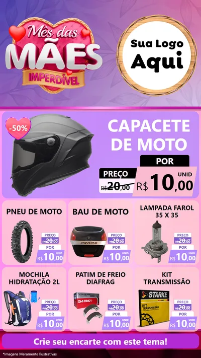 Modelo de Rede Social para Stories com o tema Mês das Mães Imperdível para Moto peças
